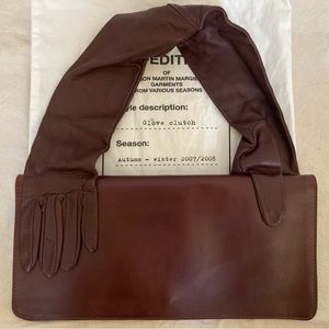 Martin Margiela for H&M brown leather glove clutch NWT